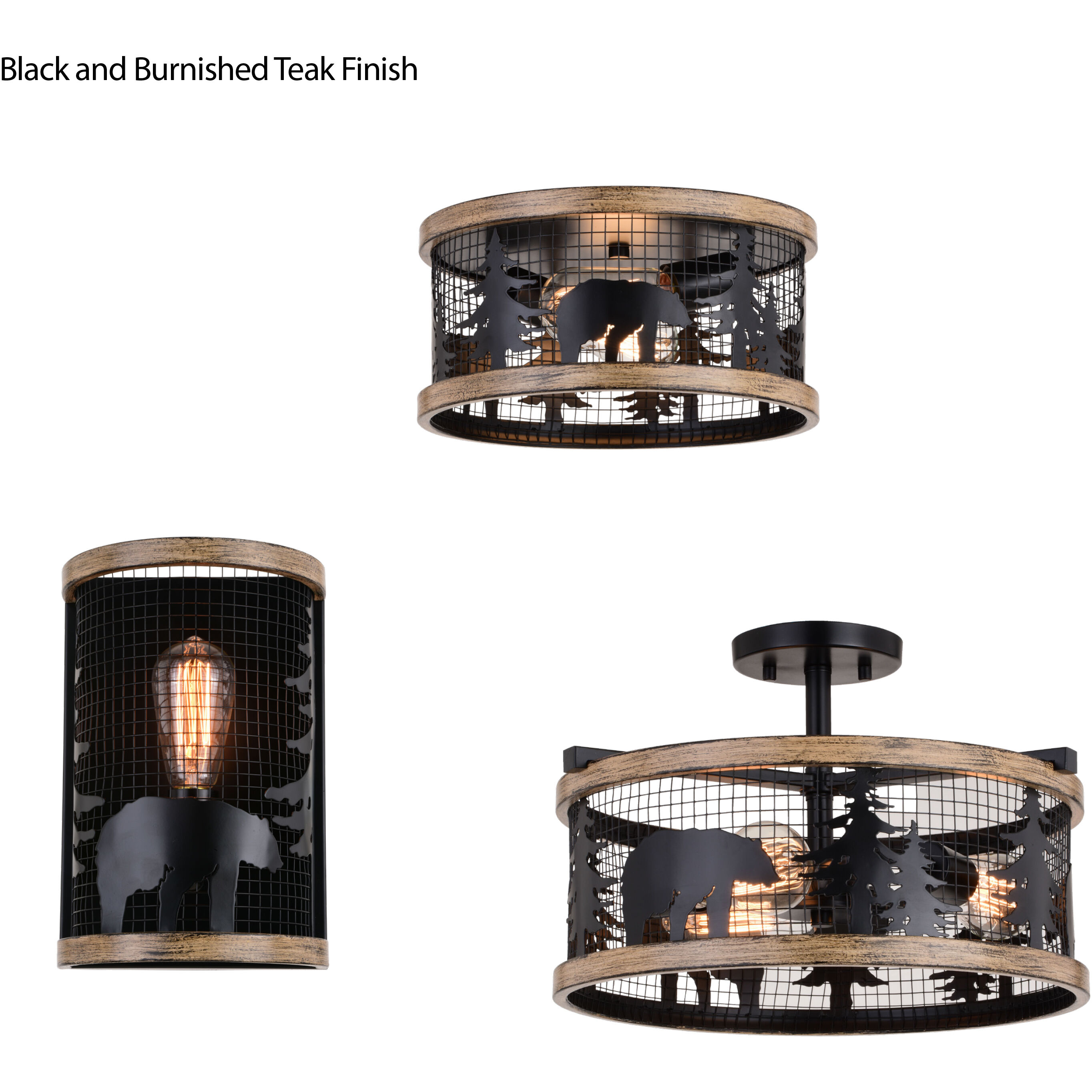 Kodiak LED 8 inch Black and Burnished Teak Wall Light